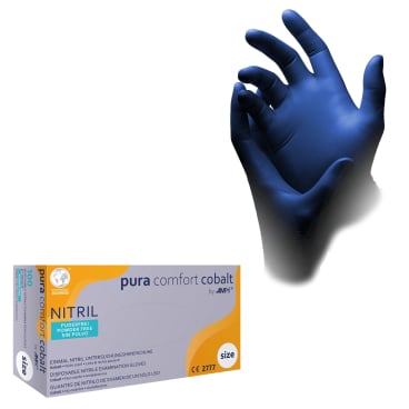puracomfort cobalt Nitrilhandschuhe, puderfrei, blau 1 Packung = 100 Stück, Größe M - Bild-Darstellung des Produktes 1