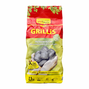 ProFagus Der Sommerhit Grillis Holzkohlebriketts, Buche, 2,5 kg  1 Beutel = 2,5 kg - Bild-Darstellung des Produktes 1