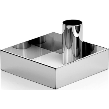 novoform EDGE Kerzenhalter, poliertes Messing, puristisches Design. Chrom - Bild-Darstellung des Produktes 1