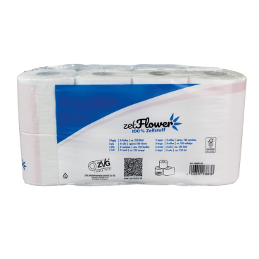 Toilettenpapier, 3-lagig, hochweiß 1 Karton = 8 Packungen à 8 Rollen - Bild-Darstellung des Produktes 1