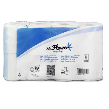 zetGigant® Toilettenpapier, 3-lagig, weiß 1 Karton = 8 Packungen à 8 x 250 Blatt - Bild-Darstellung des Produktes 1