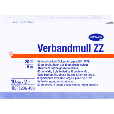 Hartmann Verbandmull ZZ in Zickzack-Lagen 20-fädig 80cm 8- lagig 2 m Hartmann Verbandmull ZZ in Zickzack-Lagen 20-fädig 80cm 8- lagig 2 m - Bild-Darstellung des Produktes 1