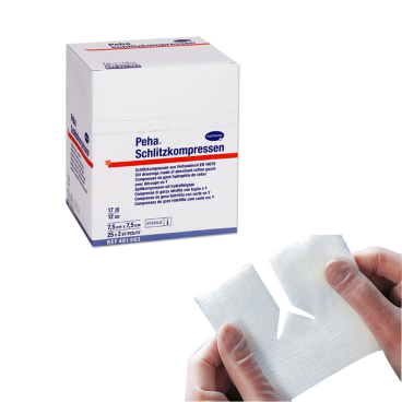 Hartmann Peha Schlitzkompressen steril 12- lagig 25 x 2 Stück 7,5 x 7,5 cm Hartmann Peha Schlitzkompressen steril 12- lagig 25 x 2 Stück 7,5 x 7,5 cm - Bild-Darstellung des Produktes 1