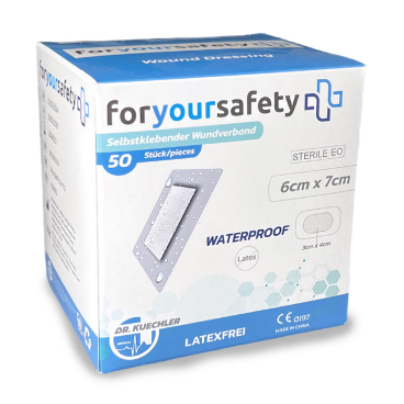 Dr. Kuechler Medical® 50 Stück Duschpflaster, Wundpflaster, wasserfest, steril, sensitiv, 6x7cm 6x7cm (50er Pack) - Bild-Darstellung des Produktes 1