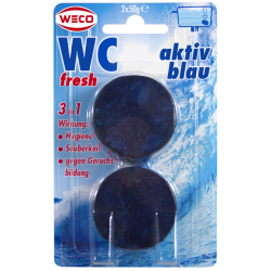 Weco GmbH WECO WC-fresh aktiv blau, 3 in 1 Wirkung, 1 Packung = 2 x 50 g 60039