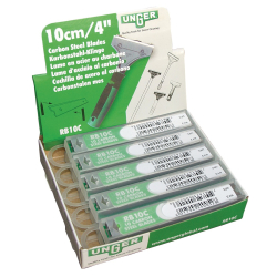 Unger Germany GmbH UNGER Oberflächen-Ersatzklingen, 10 cm, Ersatzklingen für Fenster- , ErgoTec®- und Bodenschaber, 1 Box = 10 Dispenser à 10 Klingen RB100