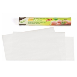 PAPSTAR GmbH Papstar Butterbrotpapier, Maße: 25 cm x 30 cm, weiß, 1 Packung = 100 Blatt 14300